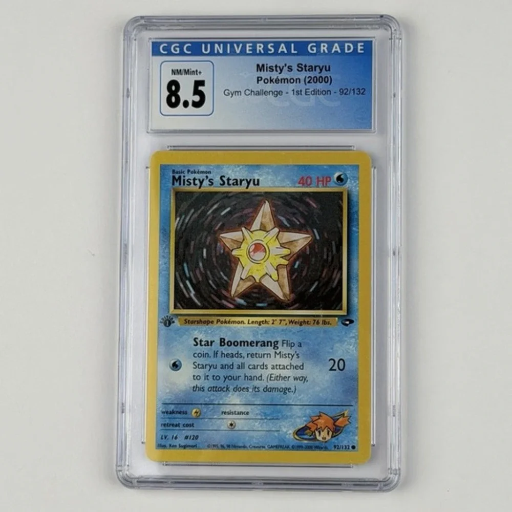 Misty's Staryu 1st Ed. 92/132 CGC 8.5 Blue Label TCG 2000 Pokemon Gym Challenge